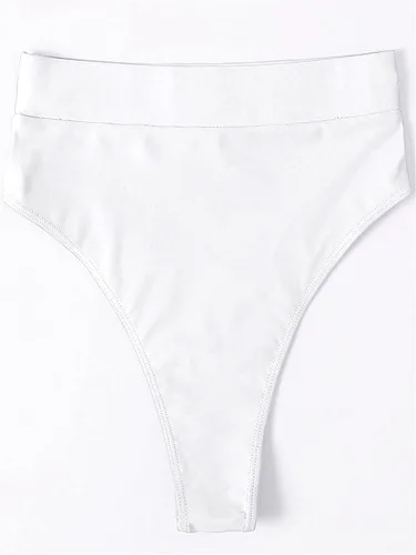 Miniatura 5 de MakeMeChic Pantalones de bikini sólidos de cintura alta para mujer