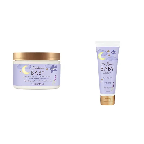 Miniatura 8 de SheaMoisture - Acondicionador profundo para bebé, miel de manuka y lavanda para cabello delicado y piel nocturna, régimen de cuidado de la piel