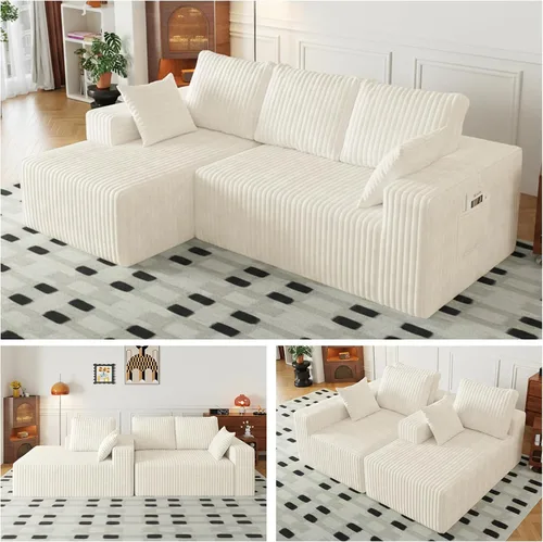 Miniatura 3 de Cloud - Sofá modular en forma de L con asiento profundo, de espuma viscoelástica comprimida de 3 plazas para sala de estar, sofá modular