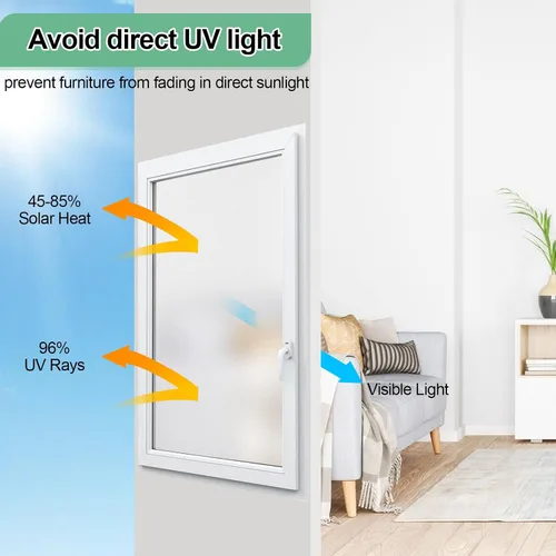 Miniatura 3 de vivinin Película de vidrio esmerilado para ventana, 17.3 x 236.2 pulgadas, película de privacidad anti UV, película de privacidad para ventana