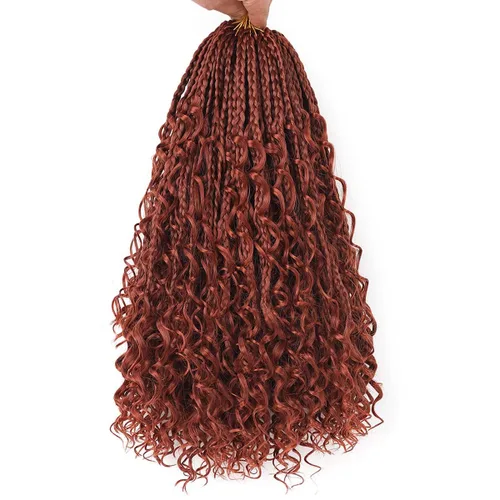 Miniatura 11 de COOKOO Cabello de Trenzas de Caja Bohemias de Ganchillo de 8 Pulgadas para Mujeres Negras, Paquete de 8, Cabello Sintético de Trenzas de Caja
