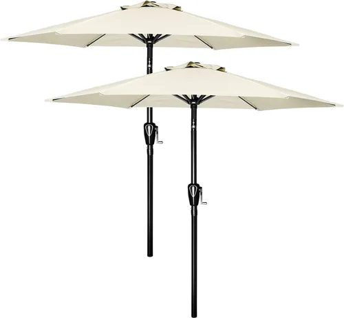 Miniatura 18 de Simple Deluxe sombrilla de patio de 7.5 pies, sombrilla de mesa para exteriores, sombrilla de jardín con botón de inclinación/manivela, 6 varillas
