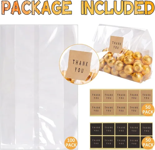 Miniatura 4 de Bolsas de celofán, bolsas de galletas para embalaje, bolsa de regalo transparente con calcomanías para galletas, dulces, chocolates