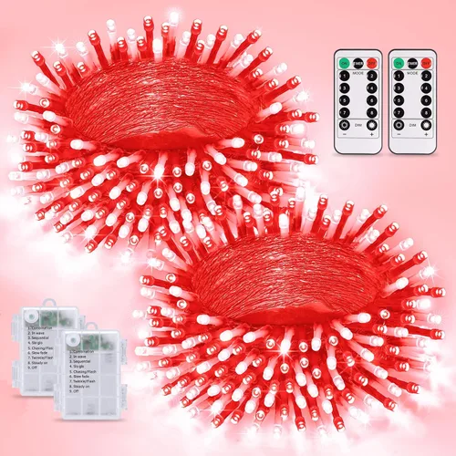 Miniatura 18 de JMEXSUSS Luces de Navidad multicolor que funcionan con pilas con 8 modos de control remoto, impermeables, 33 pies, 100 luces LED de Navidad