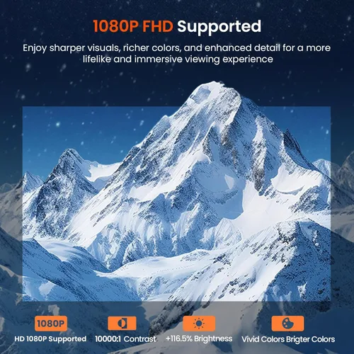 Miniatura 6 de Mini proyector con WiFi y Bluetooth, proyector de películas portátil con rotación de 180°, compatible con HD de 1080P, Keystone vertical automático