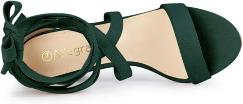 Miniatura 4 de Allegra K Sandalias de tacón de bloque con cordones para mujer