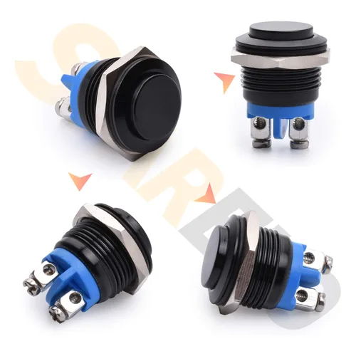 Miniatura 2 de STARELO 16 mm 5/8" Interruptor de botón momentáneo redondo alto 250 V de CA 5 A 12 V 36 V de CC 2 A 1NO SPST impermeable con carcasa de aluminio