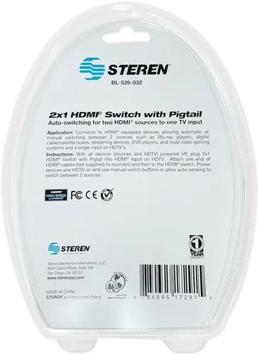 Miniatura 7 de Steren BL-526-032 Conmutador de coleta HDMI 2 x 1, negro