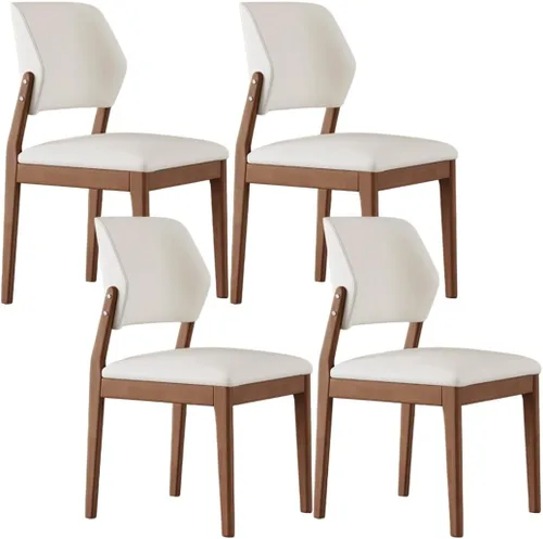 Miniatura 18 de YVYKFZD Wooden Dining Chairs Set, Leather Dining Room Chair, Upholstered Kitchen Chairs with Curved Backrest, Armless Living Room Chair, for Bedroom