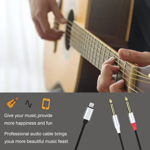 Miniatura 7 de Lightning a Dual 0.250 in mono estéreo Y-cable divisor Lightning a doble 1/4 pulgadas cable de audio compatible con iPhone