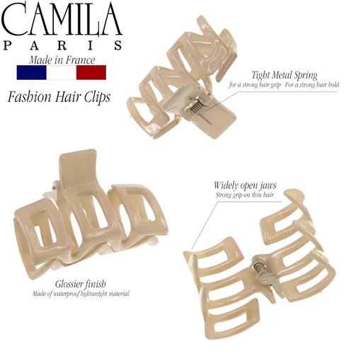 Miniatura 2 de Camila Paris - Pinzas para el cabello francés para mujer, cabello grueso, 2.5 pulgadas, 1 unidad (paquete de 1), beige, mariposa, agarre fuerte