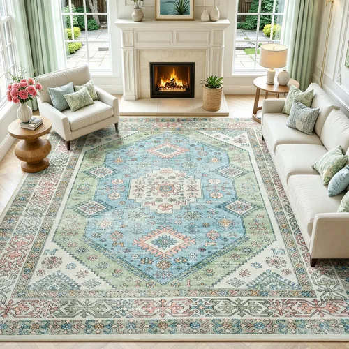 Miniatura 74 de Lofus 8x10 Alfombras de área para sala de estar, alfombra de área lavable, alfombras para dormitorio, cocina, alfombra vintage boho, alfombra suave