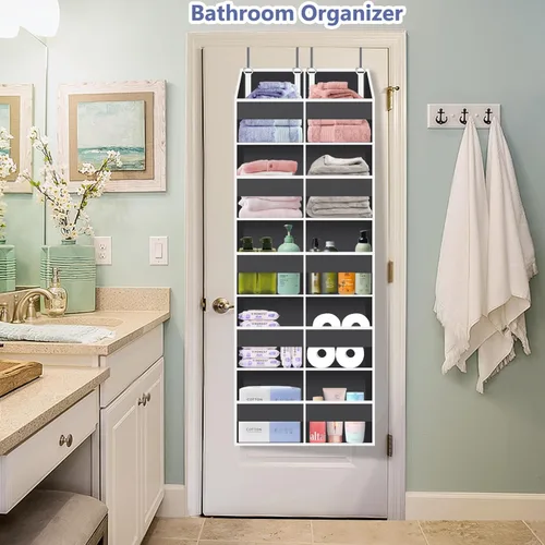 Miniatura 2 de UVIAHOMI Organizador resistente sobre la puerta de 57 x 20 x 7 pulgadas, 10 bolsillos delanteros grandes y 10 bolsillos laterales, capacidad de Gris