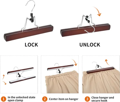 Miniatura 2 de Amazon Basics Perchas de madera para pantalones, organizador de armario, cereza, paquete de 10