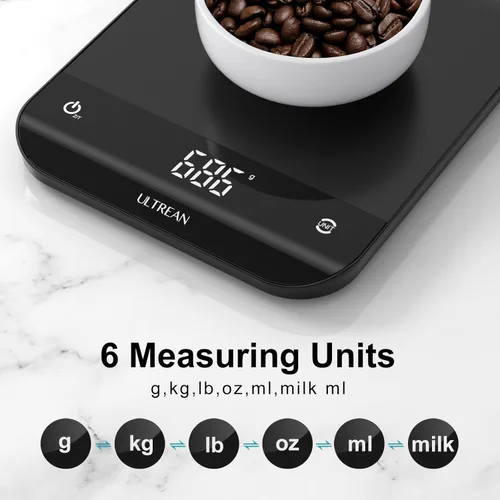 Miniatura 2 de Ultrean - Báscula de cocina digital con pantalla LED, pesa en gramos y onzas para hornear y cocinar, 6 unidades con función de tara, 11 lb