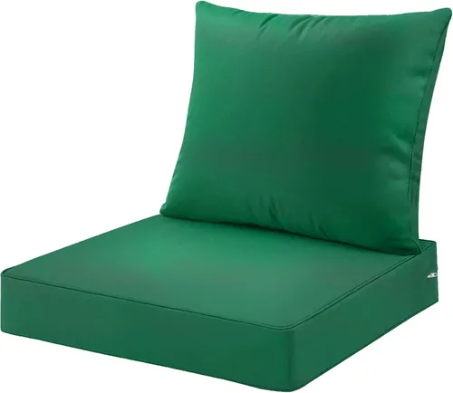 Miniatura 13 de ARTPLAN Juego de 2 cojines de asiento profundo con respaldo, cojines de sofá para exteriores para todo tipo de clima, tela de poliéster, espuma