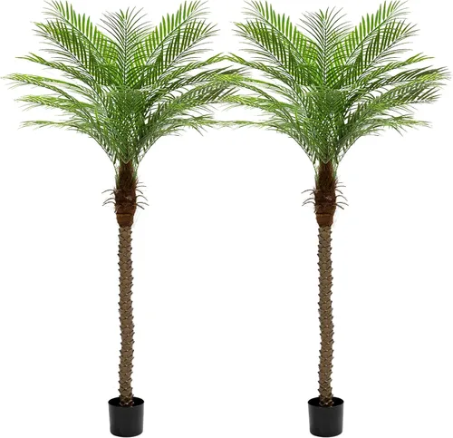 Miniatura 12 de Palmera artificial fénix de 7 pies con 15 hojas ajustables, plantas de palmera fénix sintética para patio exterior, piscina, hogar, oficina, sala
