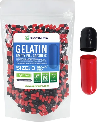 Miniatura 42 de XPRS Nutra Cápsulas vacías de tamaño 3 – 1000 cápsulas vacías de gelatina – Pastillas de relleno de cápsulas de bricolaje – Cápsulas de gel de Rojo