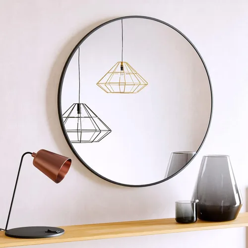 Miniatura 22 de BEAUTYPEAK Espejo redondo de 20 pulgadas, espejo circular con marco de metal, montado en la pared para entrada, baño, tocador, sala de estar, negro