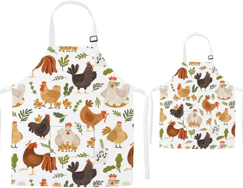Miniatura 9 de Delantales para padres e hijos con bolsillo, bonitos delantales a juego de dinosaurios para niños y adultos