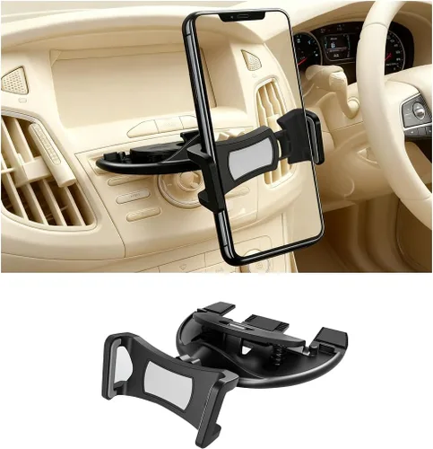 Miniatura 8 de Zpana Soporte para teléfono con ranura de CD para automóvil, giratorio de 360°, antivibración, resistente, reproductor de CD para vehículos, soporte