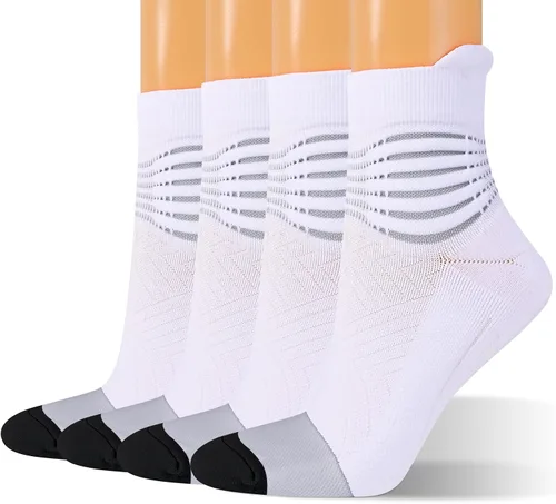 Miniatura 14 de Calcetines de compresión para el tobillo para mujer, con absorción Coolmax, deportivos y acolchados, alivio de la fascitis plantar, paquete de 2, 3
