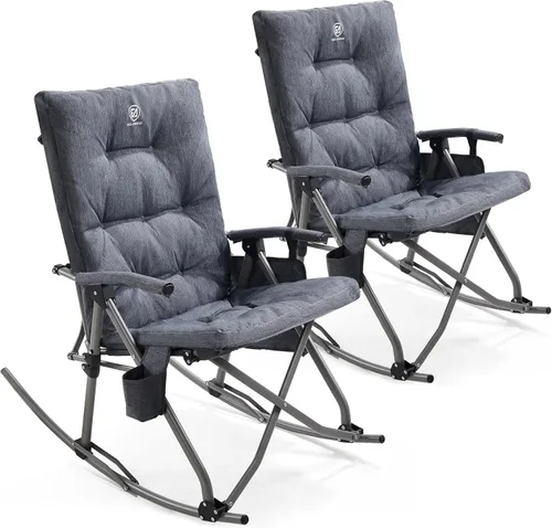 Miniatura 15 de EVER ADVANCED Silla de camping basculante plegable extragrande, silla de columpio portátil acolchada para patio, césped y exteriores, sillón duro