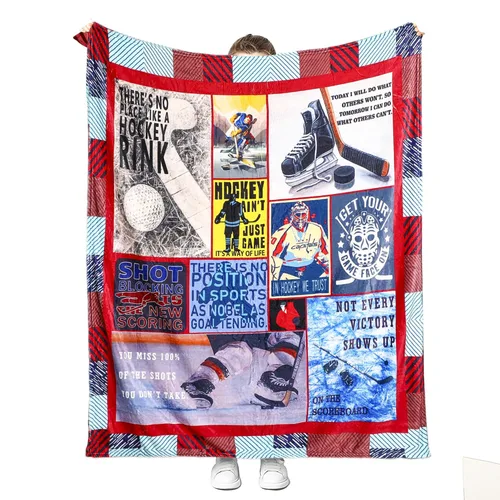 Miniatura 9 de Manta de hockey, regalos para niños y niños, suave y acogedora ropa de cama de hockey, manta de vellón, regalos de hockey para hombres y mujeres