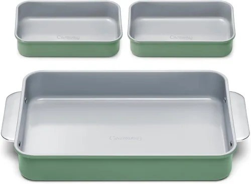 Miniatura 6 de Caraway Sartén rectangular de cerámica antiadherente de 9 x 13 pulgadas, revestimiento de cerámica naturalmente resbaladizo, no tóxico, libre