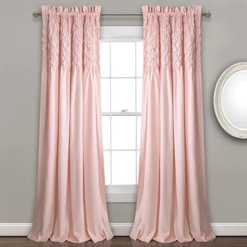 Lush Decor Bayview - Cortinas semitransparentes con textura pintuck para sala, comedor, dormitorio (par), 84 x 52 pulgadas, color rubor