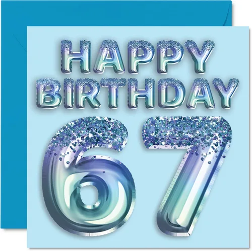 Miniatura 154 de Stuff4 Tarjeta de primer cumpleaños para niños, globo de fiesta con purpurina azul, tarjetas de feliz cumpleaños para niño de 1 año, nieto, hijo, 57