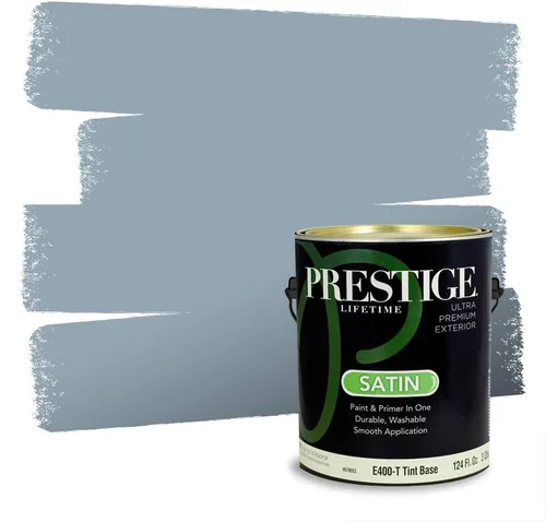 Miniatura 1274 de Pintura Exterior + imprimación PRESTIGE, todo-en-uno, 1 galón, acabado mate, color comparable al Valspar* Royal Gray* VS151-Gris real
