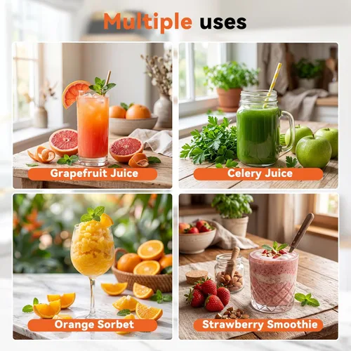 Miniatura 9 de NEWBULIG Exprimidor de prensa en frío, exprimidor de masticación con alto rendimiento de jugo, función inversa, detiene la oxidación y es fácil