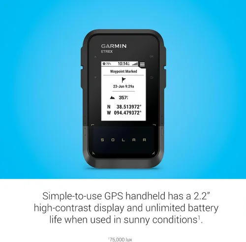 Miniatura 3 de Garmin eTrex® Solar, navegador de mano GPS, duración ilimitada de la batería, resistente al agua