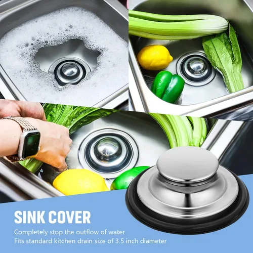 Miniatura 5 de Mudder 3 piezas de colador y tapón de drenaje para fregadero de cocina, tapón de eliminación de basura de acero inoxidable con asa, filtro universal