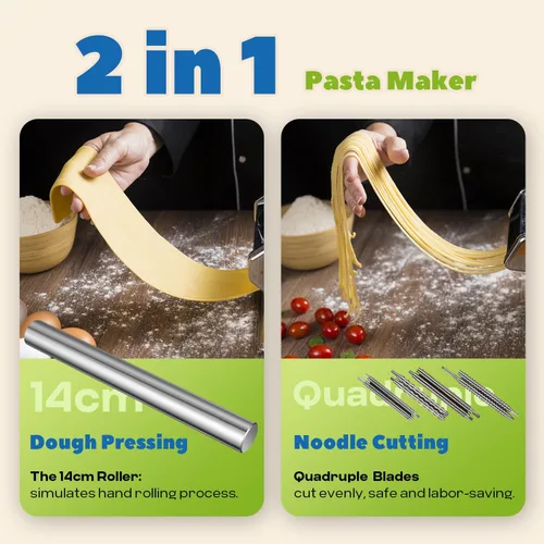 Miniatura 3 de Máquina automática para hacer pasta eléctrica, rodillo de masa de pasta fresca, acero inoxidable