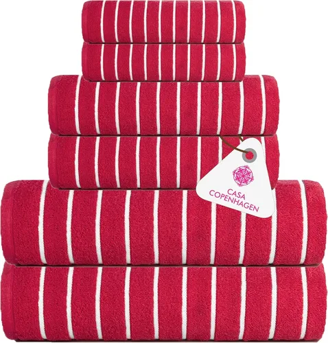 Miniatura 40 de CASA COPENHAGEN Solitaire 6Pcs 100% Egyptian Cotton Large Designer Towels Gift Set- Dusty Blue, 600GSM, 2Bath 2Hand 2Washcloths, Bath Towels for