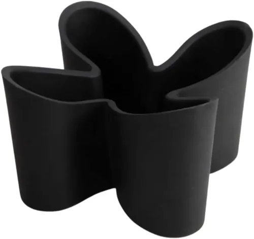 Khakho Soporte de control remoto en forma de flor, contenedor de almacenamiento organizador de escritorio, estante organizador de escritorio de Negro
