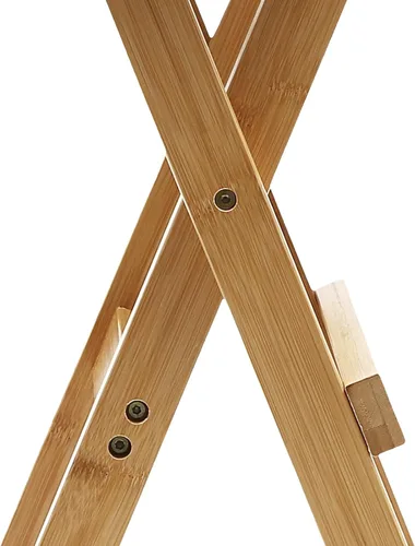Miniatura 9 de Taburete de bar plegable de bambú con respaldo y reposapiés, sillas de bar portátiles para el hogar, isla de cocina, desayuno, sin montaje