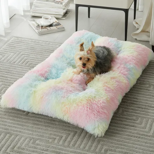 Miniatura 13 de BFPETHOME Camas para perros grandes, cama de felpa para perros, mullida y acogedora, para dormir y aliviar la ansiedad, alfombras lavables para Rosa