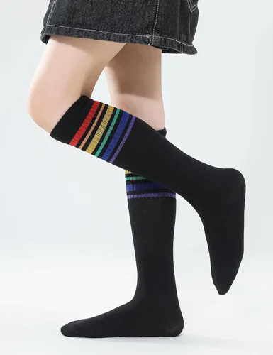 Miniatura 4 de TOCONFFON Calcetines de tubo hasta la rodilla para niños, niñas y adolescentes, calcetines deportivos de algodón para la escuela de fútbol, uniforme