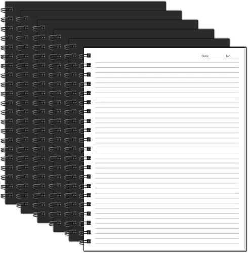 Cuaderno de espiral rayado tamaño A4, diario grande de 8.5 x 11 pulgadas, paquete de 6 cuadernos de tapa dura de 0.276 in, 160 páginas, papel grueso
