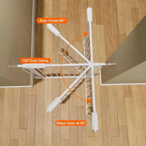 Miniatura 4 de HOOEN - Puerta de bebé extra ancha para escaleras, puertas, pasillos, puerta de tensión, puerta de bebé, caminar a través de puertas para niños