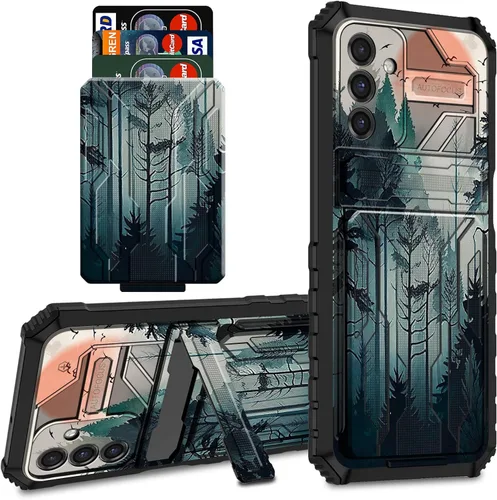 Miniatura 12 de Funda tipo cartera para Samsung Galaxy S22 Ultra con soporte para tarjeta de crédito y soporte de doble capa de policarbonato duro de PC suave TPU a