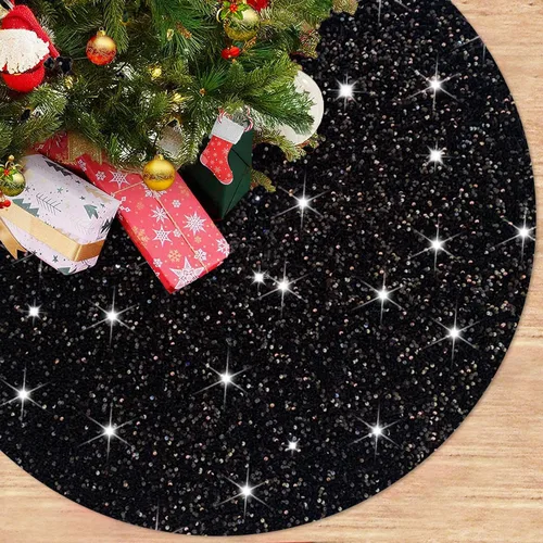 Miniatura 13 de Falda de árbol de Navidad rosa intenso de 46 pulgadas, falda de árbol de Navidad con lentejuelas brillantes, falda de árbol de Navidad fucsia
