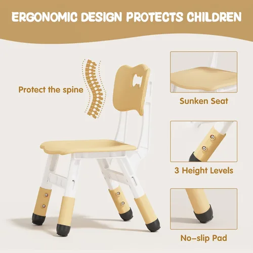 Miniatura 5 de Set de mesa y 4 sillas para niños Brelley, juego de mesa y sillas ajustables en altura para niños pequeños, escritorio con diseño de grafiti, patas