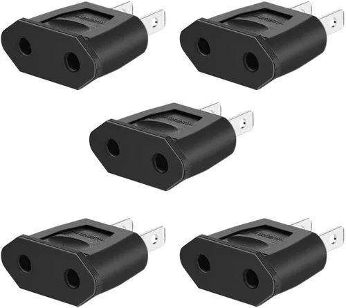 Miniatura 8 de (Negro-10 piezas) Adaptador de enchufe de enchufe Europa UE Euro a EE.UU. Cargador de viaje Convertidor de alimentación de CA, enchufe de 2 pines a