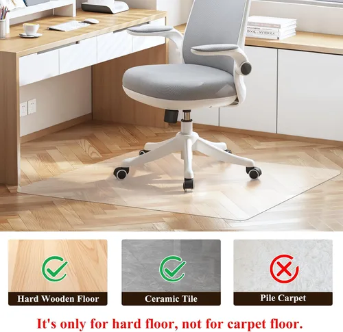 Miniatura 2 de Alfombrilla para silla de oficina para suelos duros - 45''×53'', protector de suelo transparente de PVC resistente para madera/azulejos