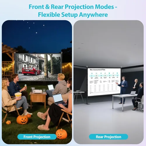 Miniatura 5 de Pantalla de proyector para exteriores con soporte, pantalla de proyector portátil de 120 pulgadas, pantallas de proyección ligeras para interiores