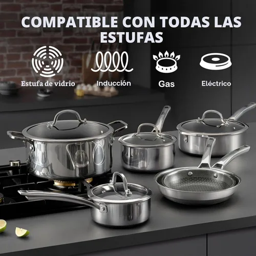 Miniatura 4 de SNOWCLAD Sartenes antiadherentes con tapa, sartén salteadora híbrida antiadherente de 5 cuartos, utensilios de cocina sin PFOA, sartén de acero
